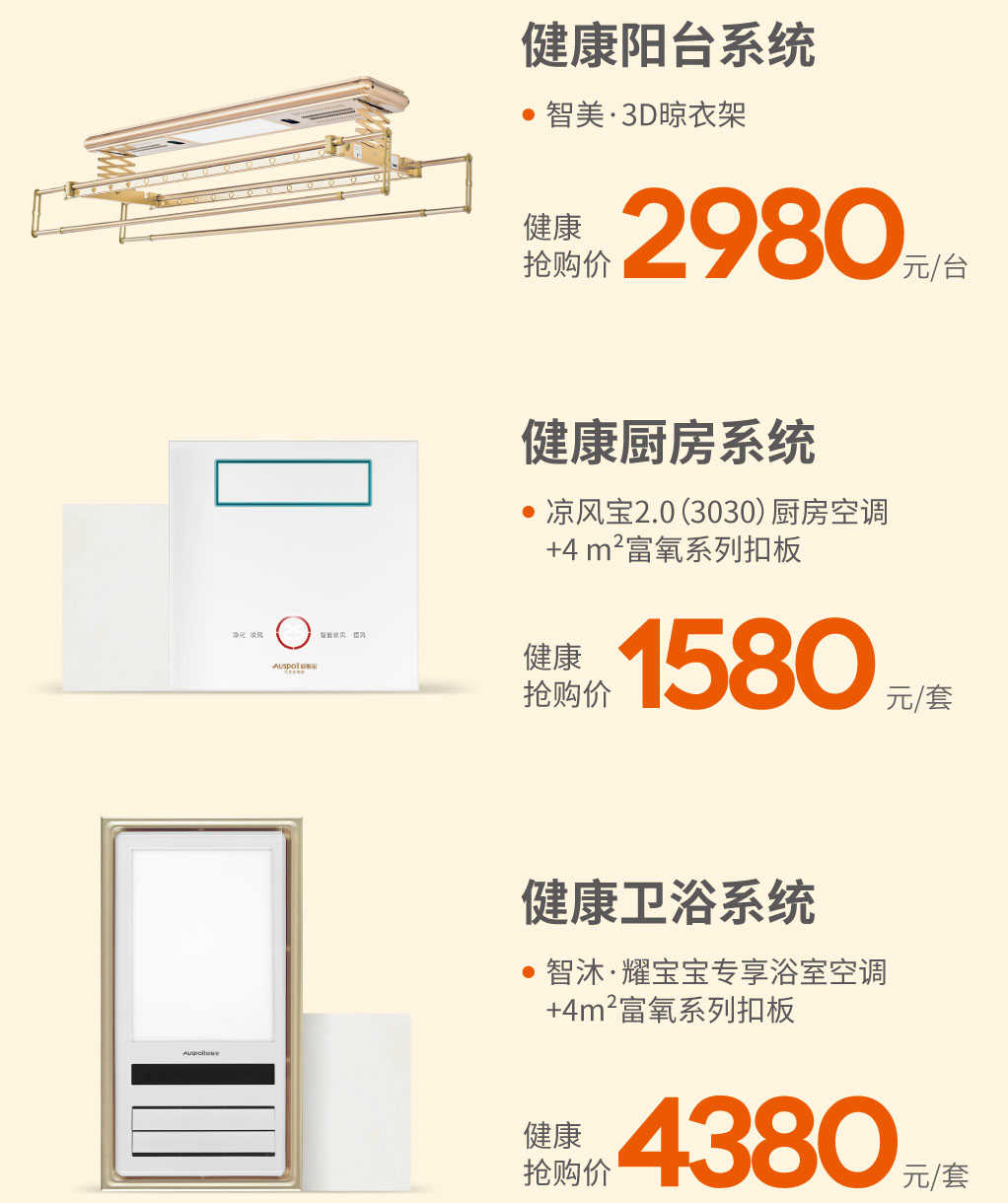 健康陽臺系統(tǒng)、健康廚房系統(tǒng)、健康衛(wèi)浴系統(tǒng)